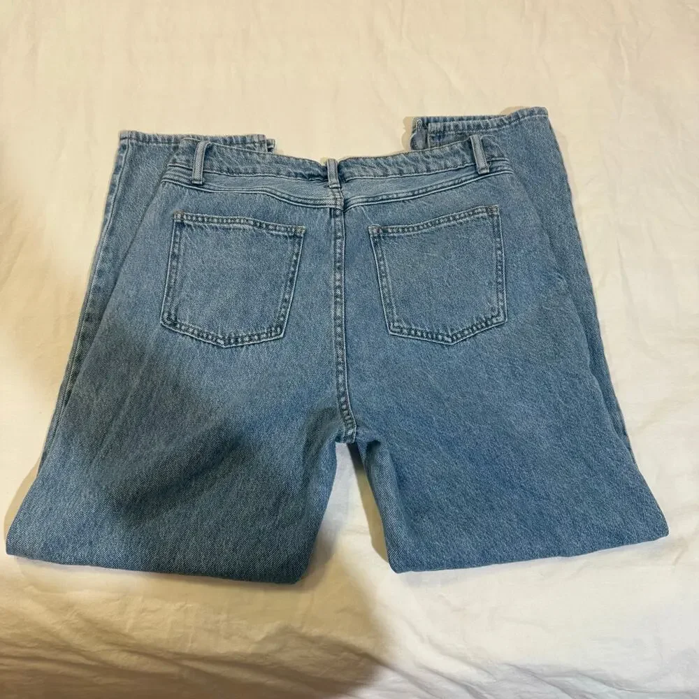 House of Harlow 1960 Button Fly Split Hem Straight Leg Jean 30